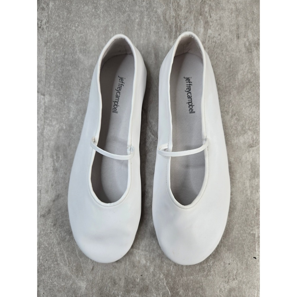Jeffrey Campbell Mary Jane Ballet Flats White Leather Minimalist Ballerina Shoes